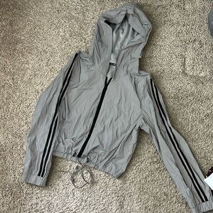 Silver reflective fashion nova jacket with hoodie